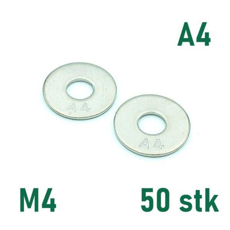 M4 Planskive 50 stk Syrefast A4
