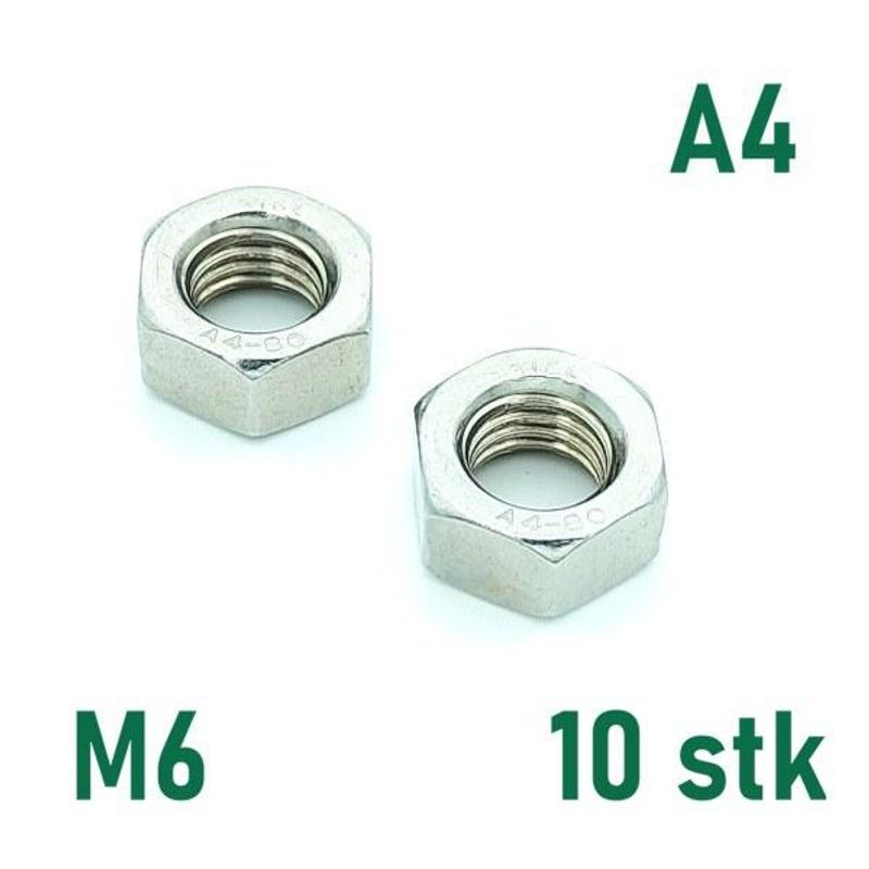 M6 Mutter 10 stk  Syrefast A4