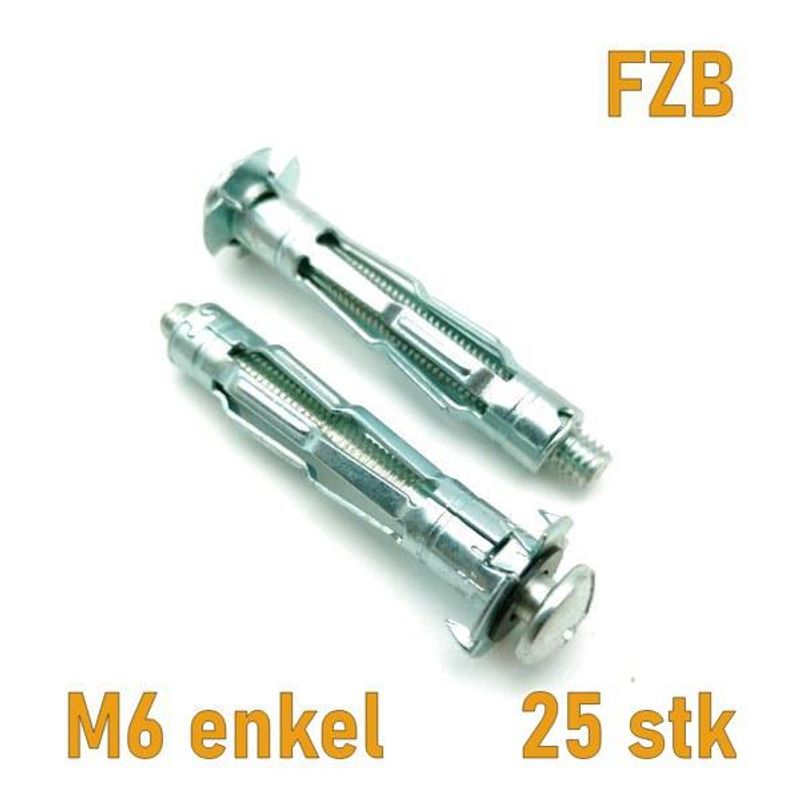 Hulromsanker M6 til enkel plate 25 stk