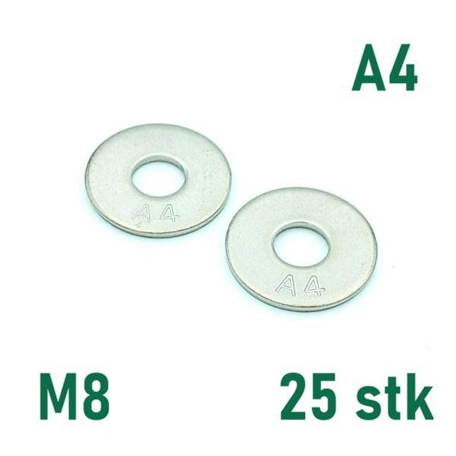 Hovedbilde M8 Planskive 25 stk Syrefast A4